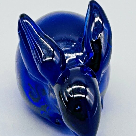 Cobalt Blue Bunny Rabbit Art Class Figurine Paperweight 3 inch - Picture 2 of 7